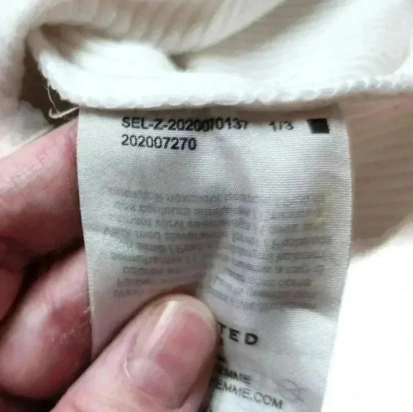 SELECTED Femme Long Sleeve Ribbed Tee Lettuce Hem White Crew Neck Women's Medium - Picture 11 of 13